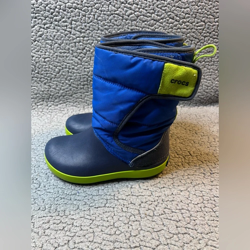 Crocs Kids Lodge Point Snow Boots‎ Boys Size 12 Blue And Green